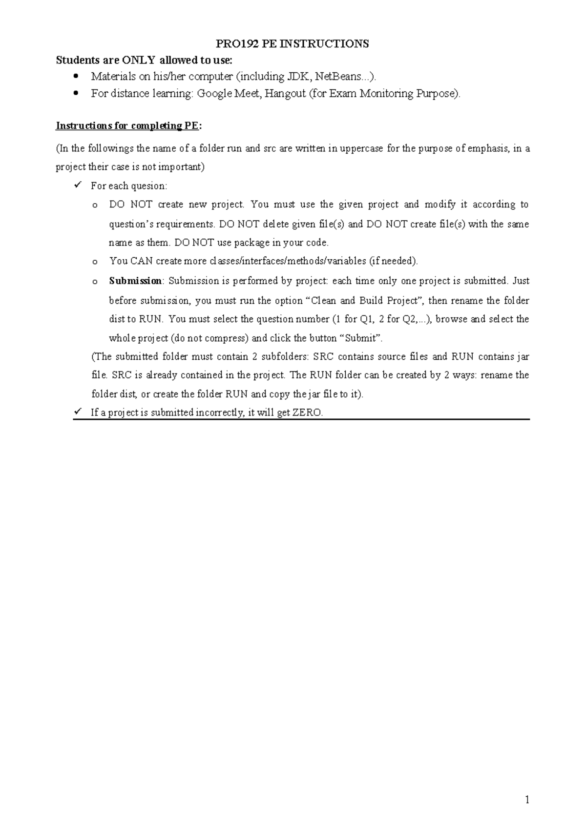 PRO192 PE Submission Instructions for Project Completion - Studocu