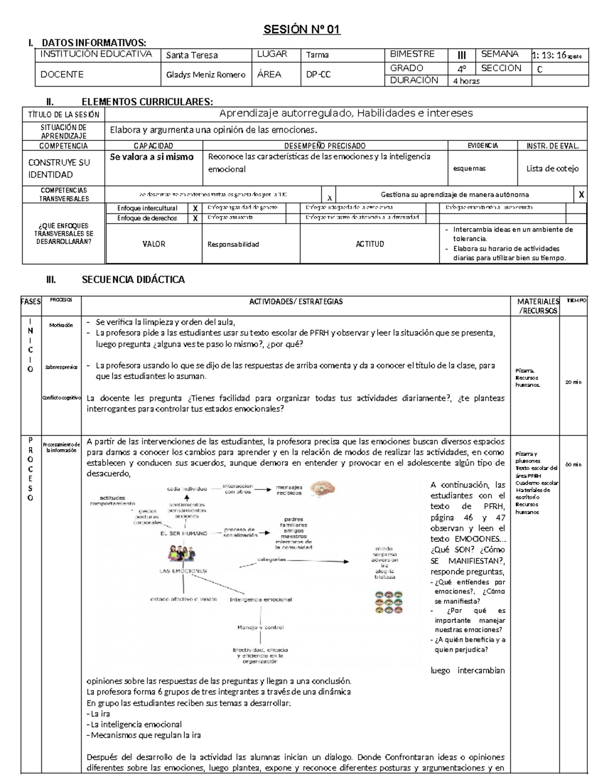 SESION Nº 01: Emociones y Autorregulación en la Identidad Personal ...