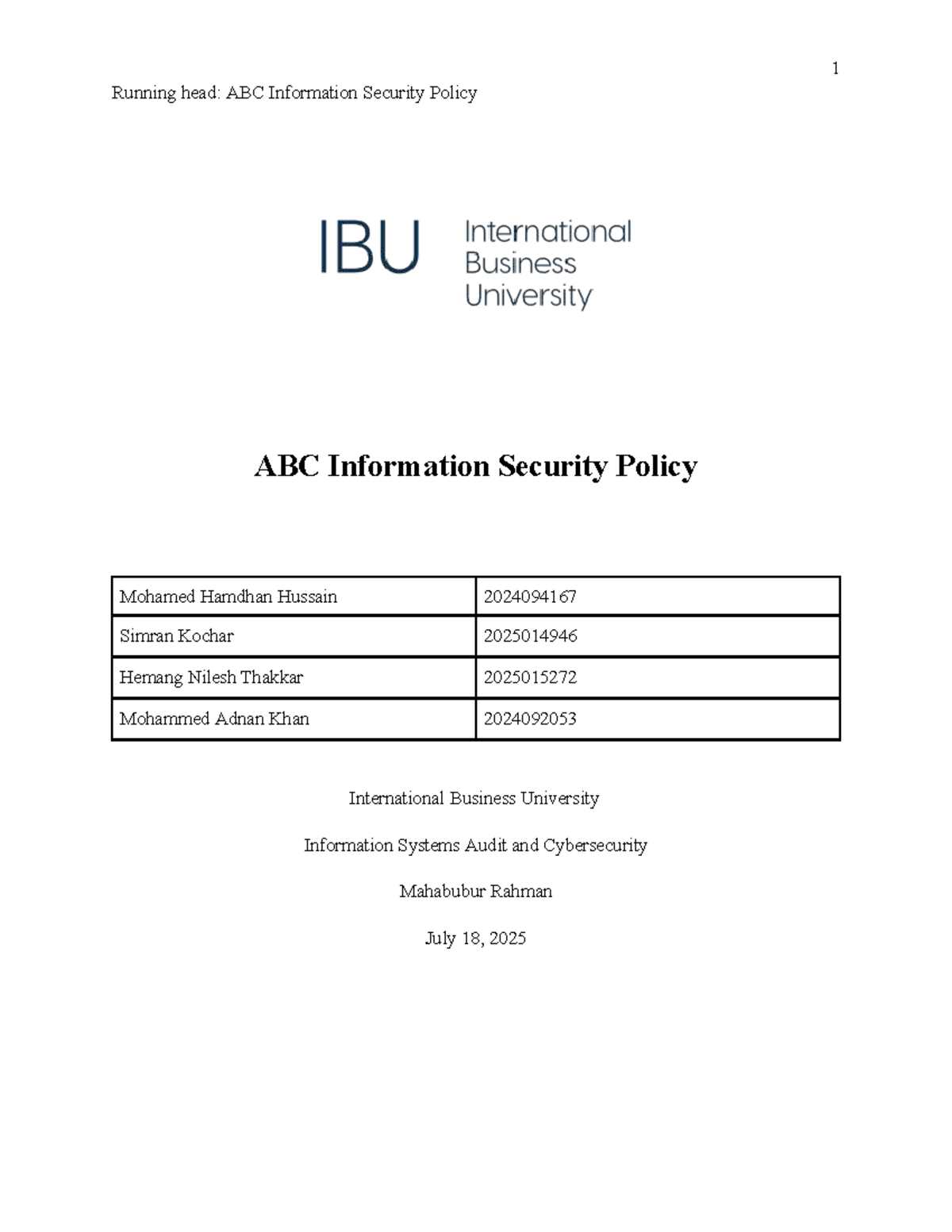 ABC Information Security Policy Overview and Guidelines - Studocu