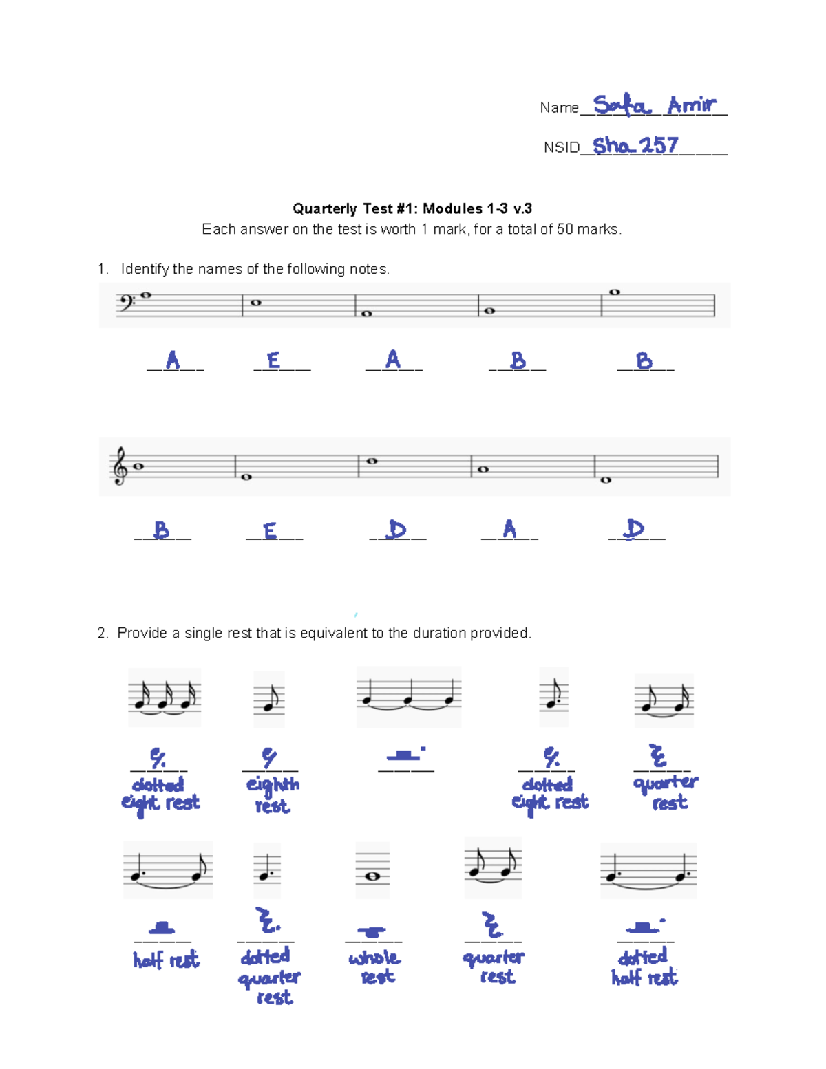 Music 101 assignment 1 - Name__________________ NSID ...