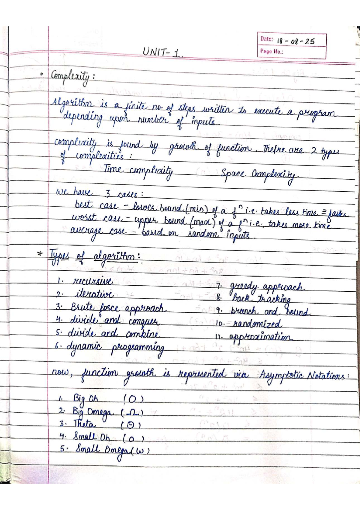 DAA 3rd Year Unit 1: Comprehensive Notes on Algorithm Complexity - Studocu