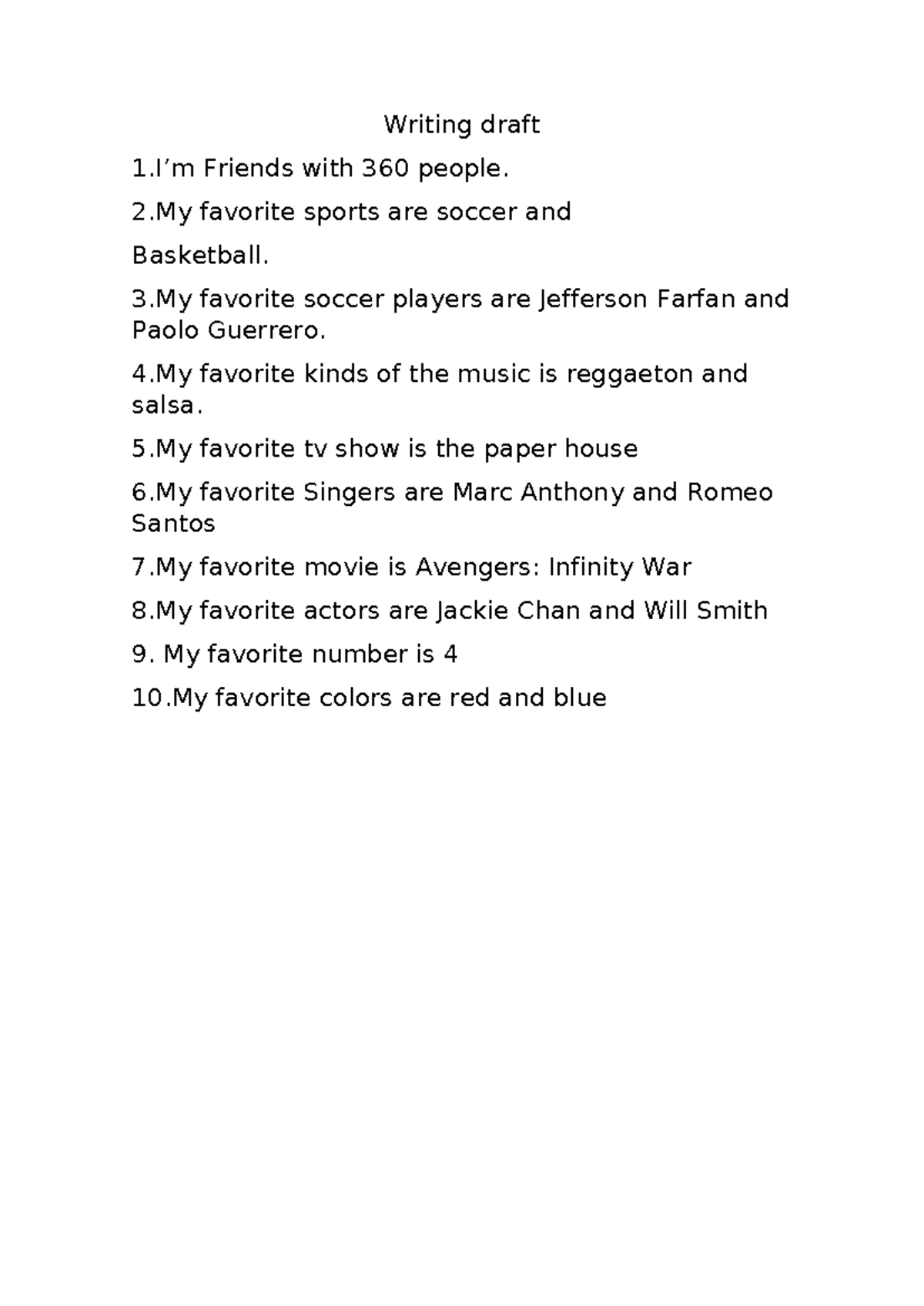 Writing draft - HOILA - Ingles - Writing draft 1’m Friends with 360 ...