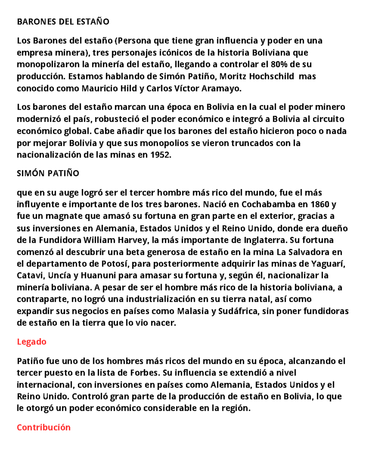 Historia de los Barones del Estaño en Bolivia 2024: Simón Patiño, Hild ...