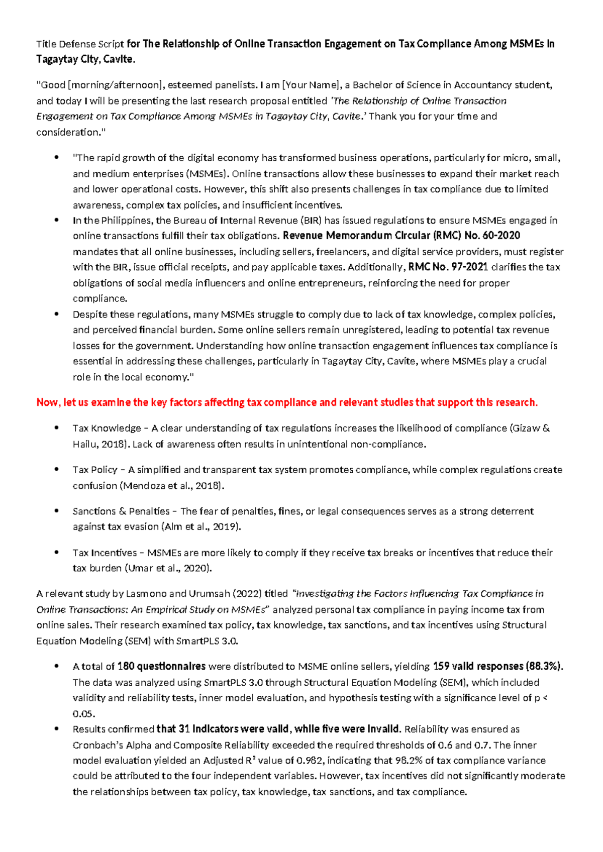 Title Defense Script: Online Transaction Engagement & Tax Compliance ...