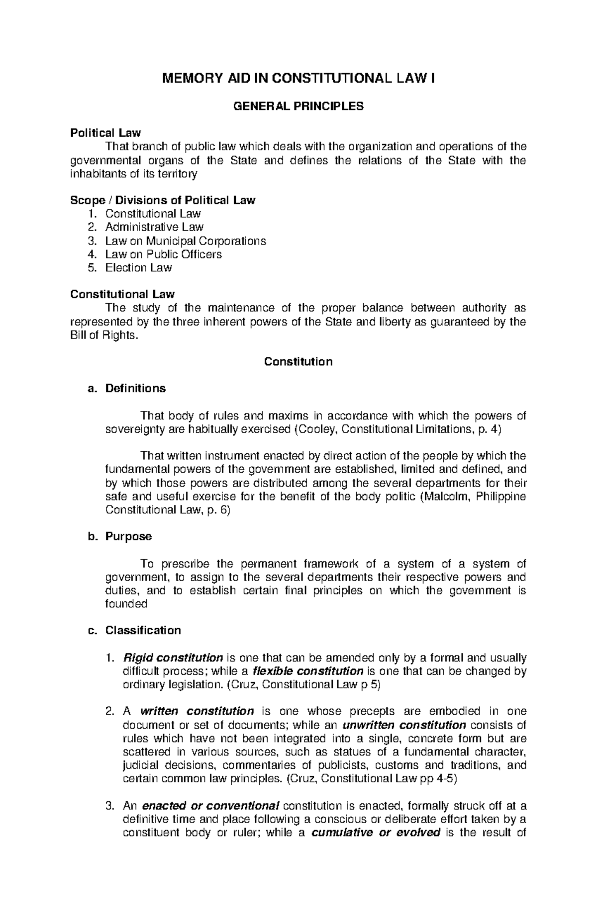Consti 1 - Lecture Notes for Prelim Exam in Constitutional Law - Studocu
