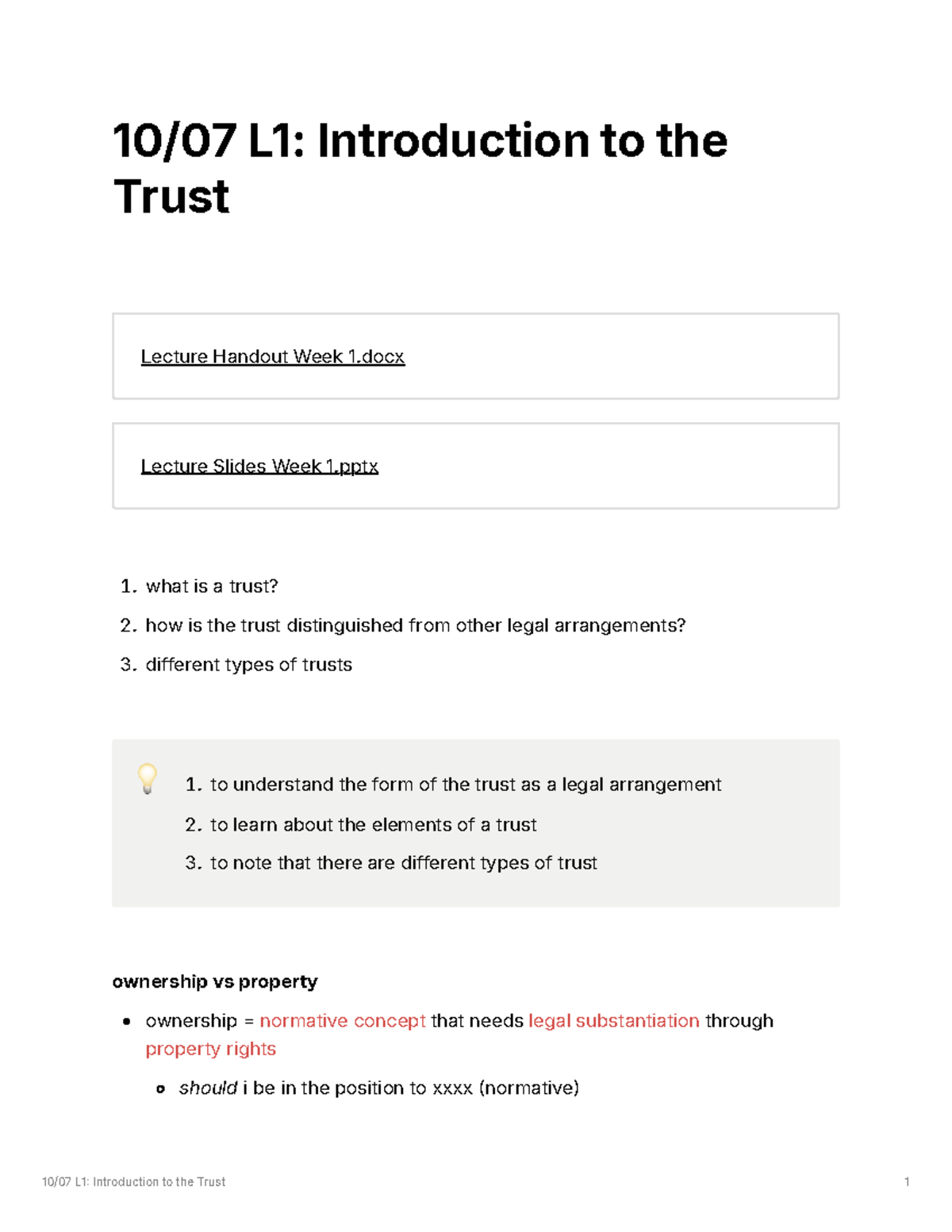 Trust Law Lecture 1: Understanding the Framework and Types of Trusts ...