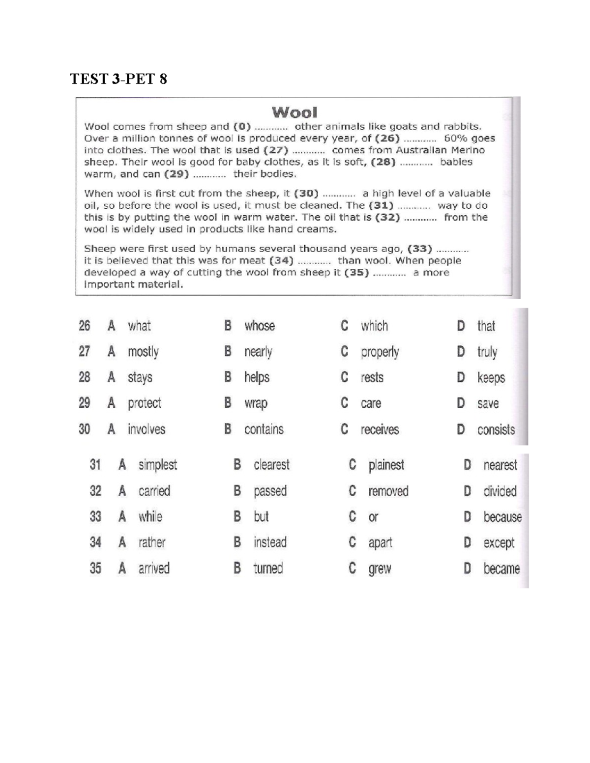 Test 4: PART 5 Questions and Answers Key - Studocu