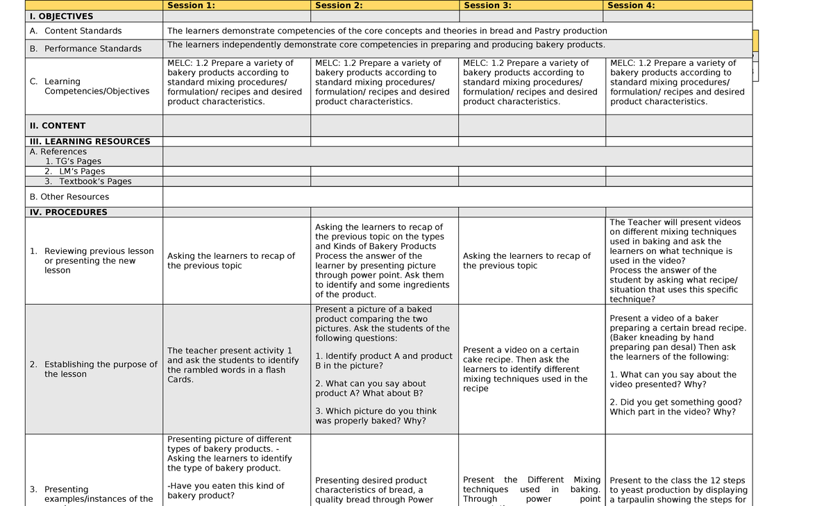 DLL BPP W3: Daily Lesson Log for Bakery Products - Quarter 3 - Studocu