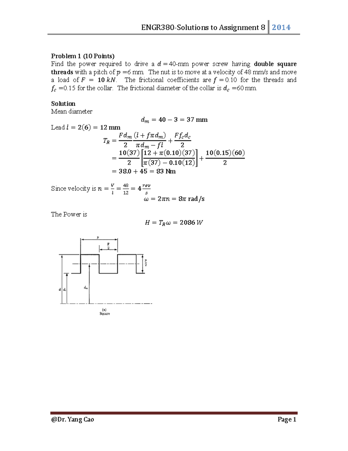 Assignment 08: Solutions for Power Requirement Problems - Studocu