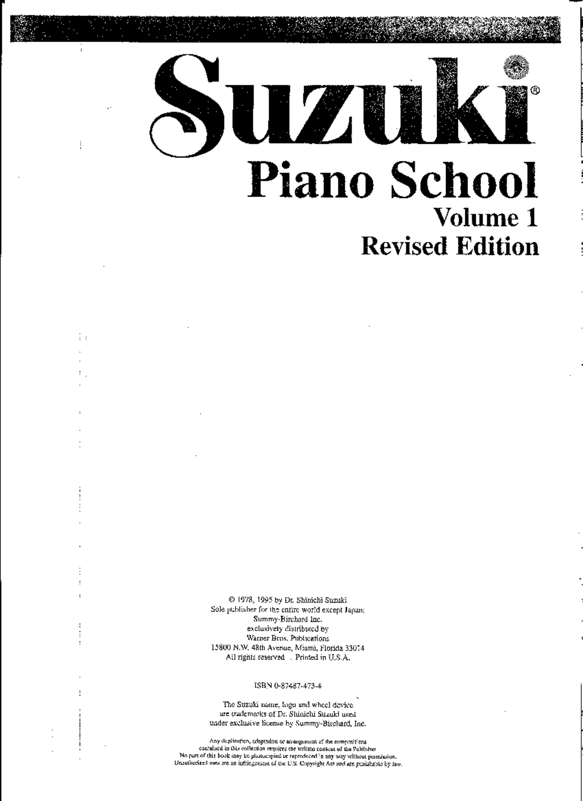 Suzuki Piano School Volume 1: Revised Edition Insights - Studocu