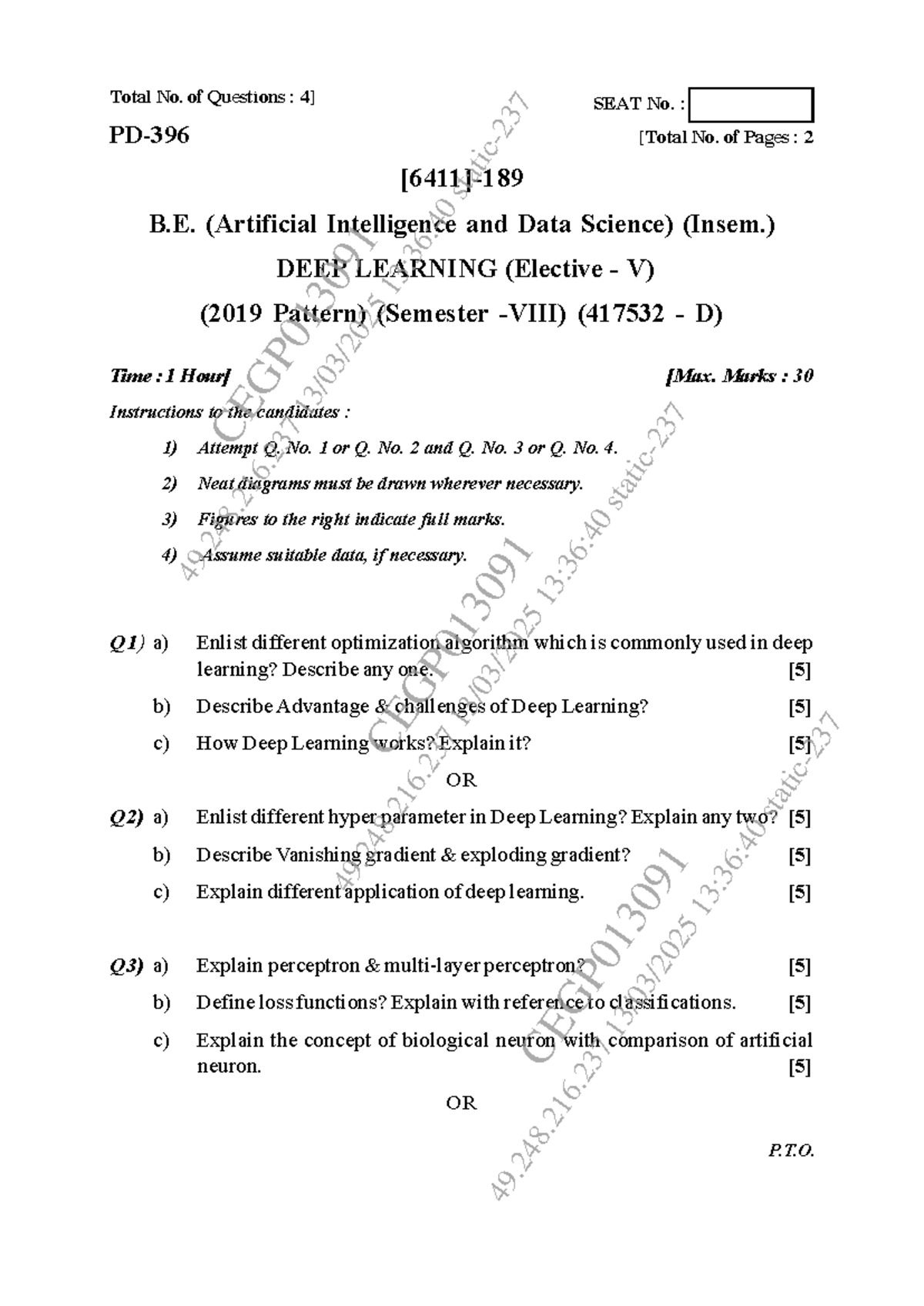 DL 417532 - Deep Learning Insem Exam Questions (March 2025) - Studocu