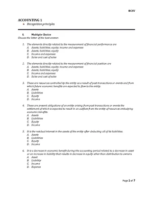ACC 1 1 check - Financial Accounting 1 Practice Questions - ACCOUNTING ...