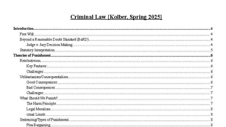 Criminal Law Outline 2025: Key Concepts and Theories - Studocu