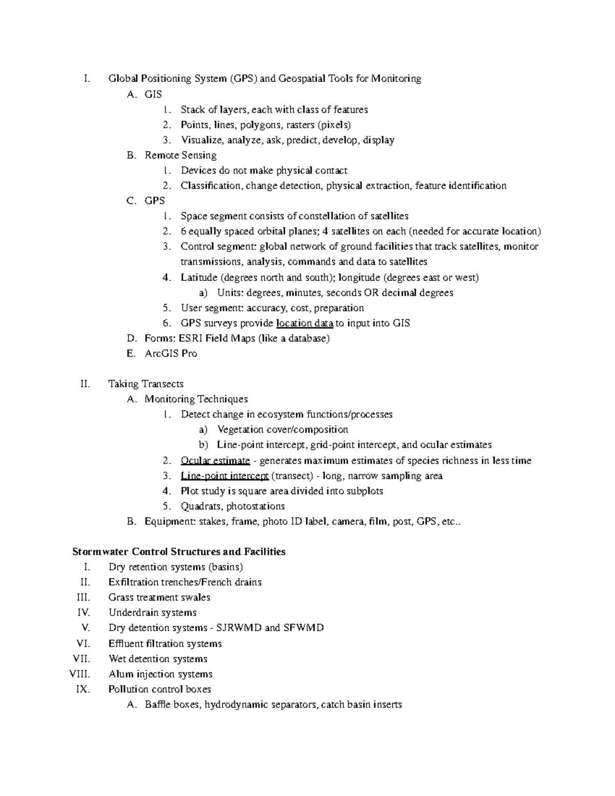 Geospatial Field Methods Notes - Google Docs - I. Global Positioning ...
