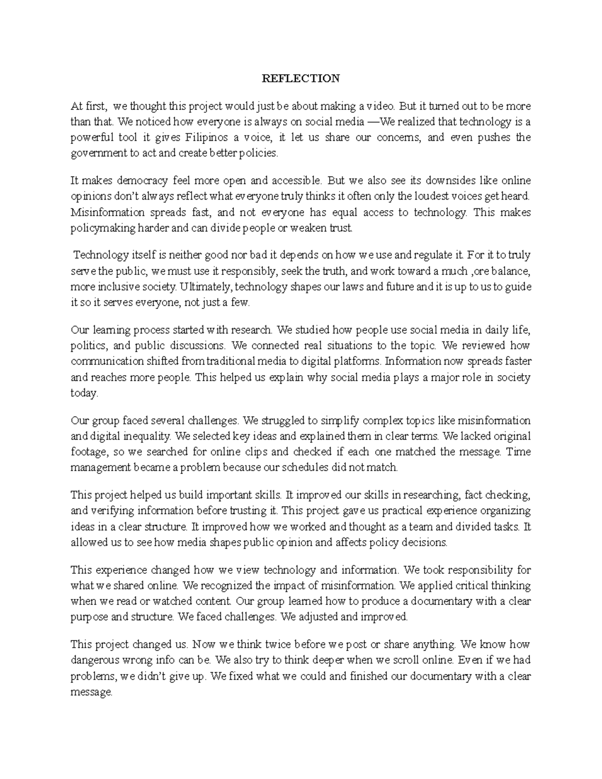 STS- Reflection on Technology's Impact and Social Media Challenges ...