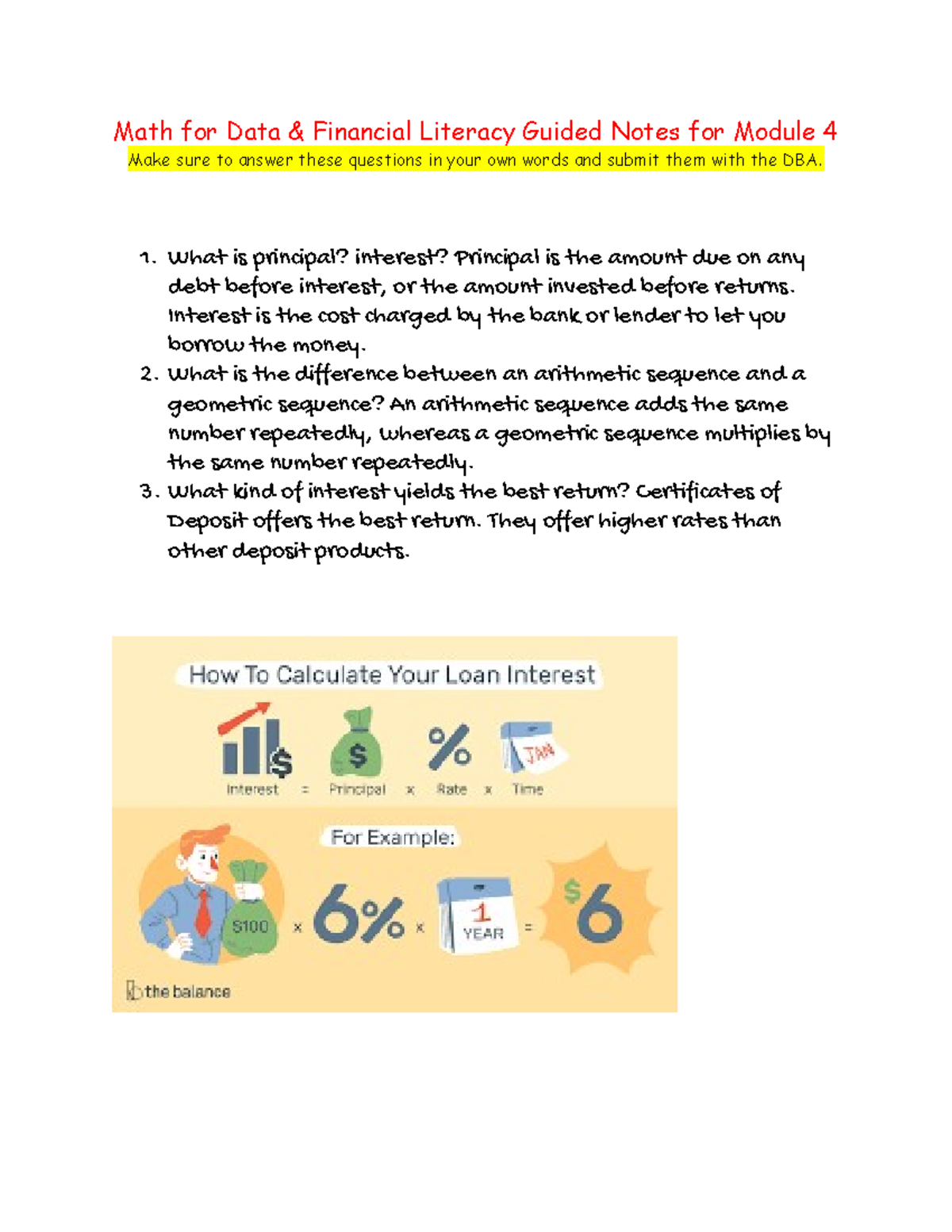 Math for Data & Financial Literacy Module 4 Guided Notes - Studocu