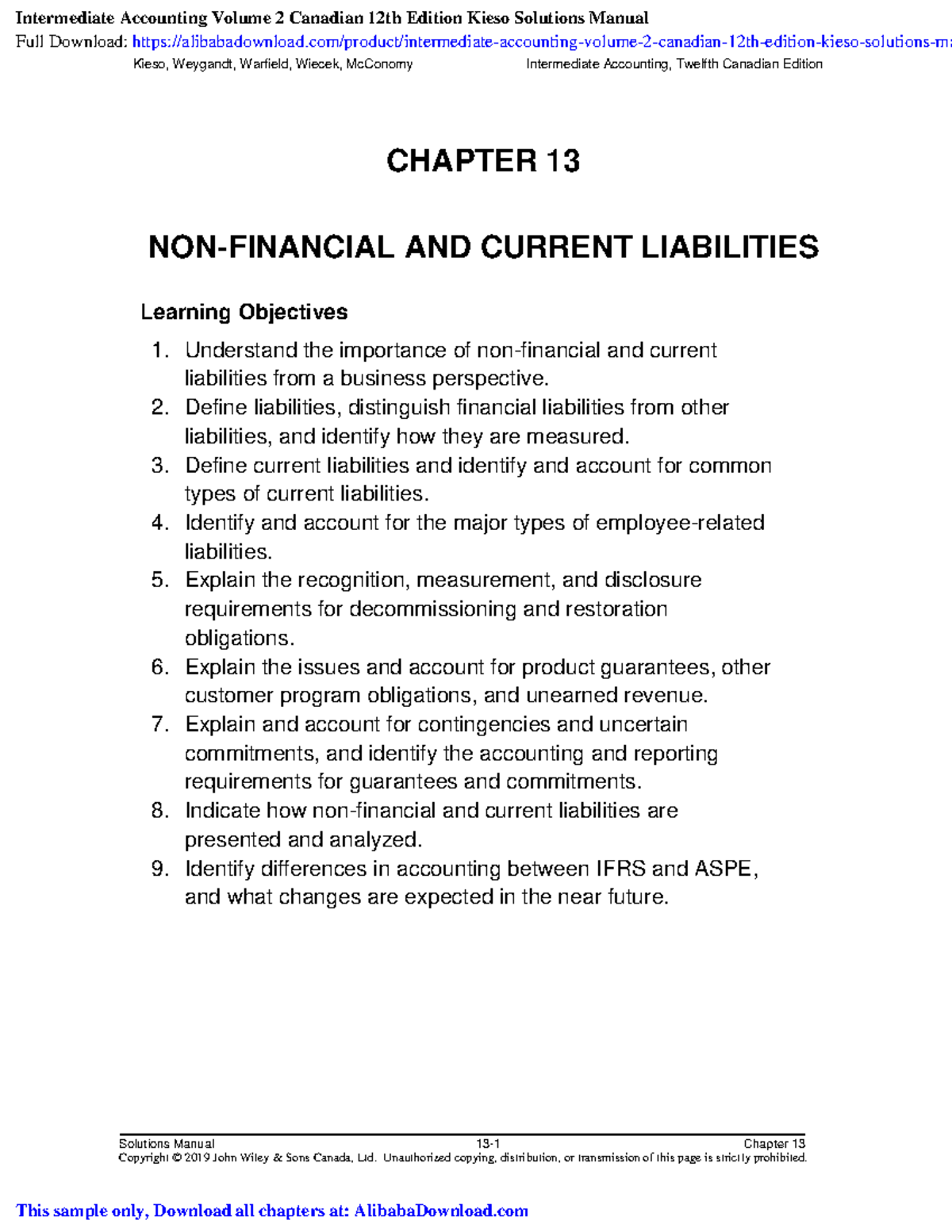 Intermediate accounting volume 2 canadian 12th edition kieso solutions ...