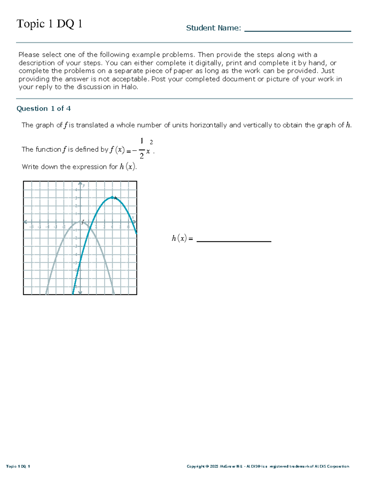 DQ1 - Options for Solving Example Problems (ALEKS®) - Studocu