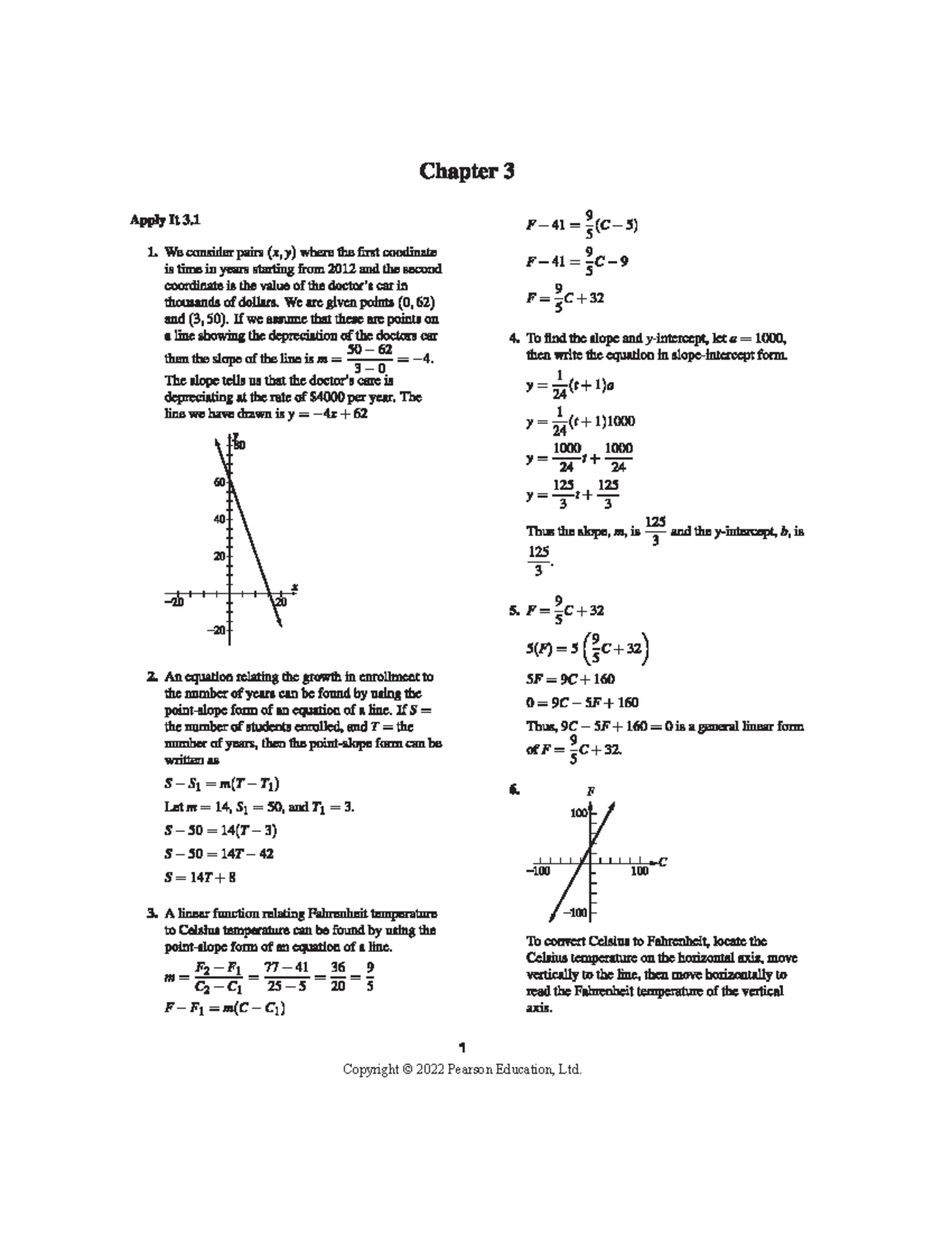 Section 3.1 - Linear Functions and Their Applications Study Notes - Studocu