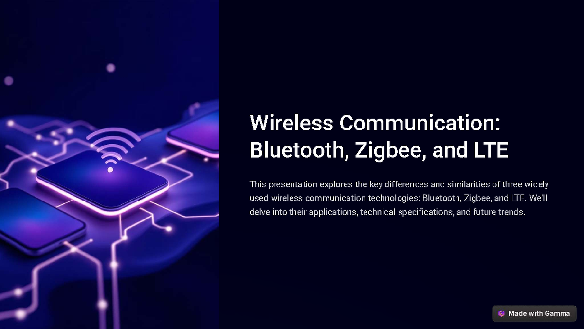 Wireless Communication Bluetooth Zigbee and LTE - Wireless ...