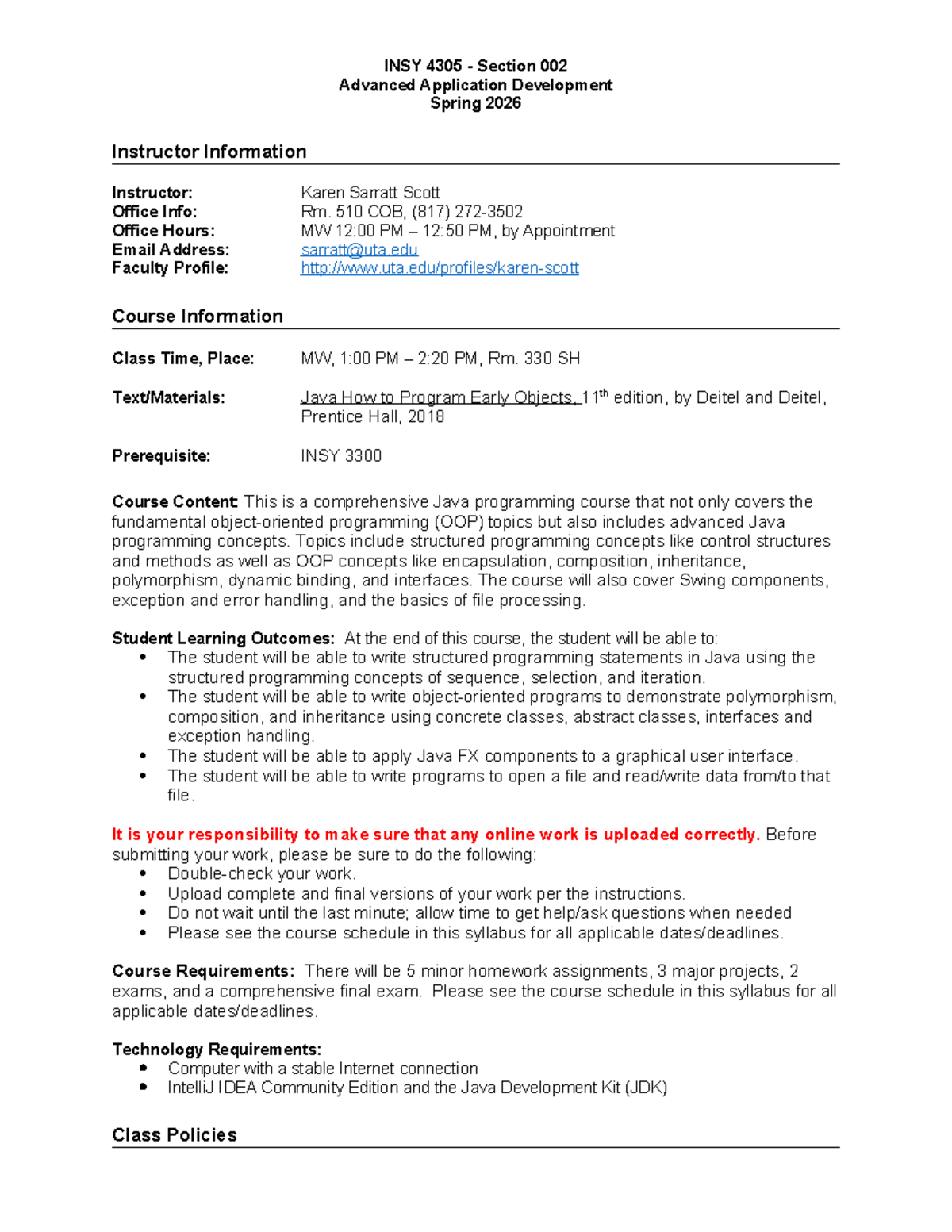 INSY 4305-002 Advanced Java Application Development Spring 2026 - Studocu