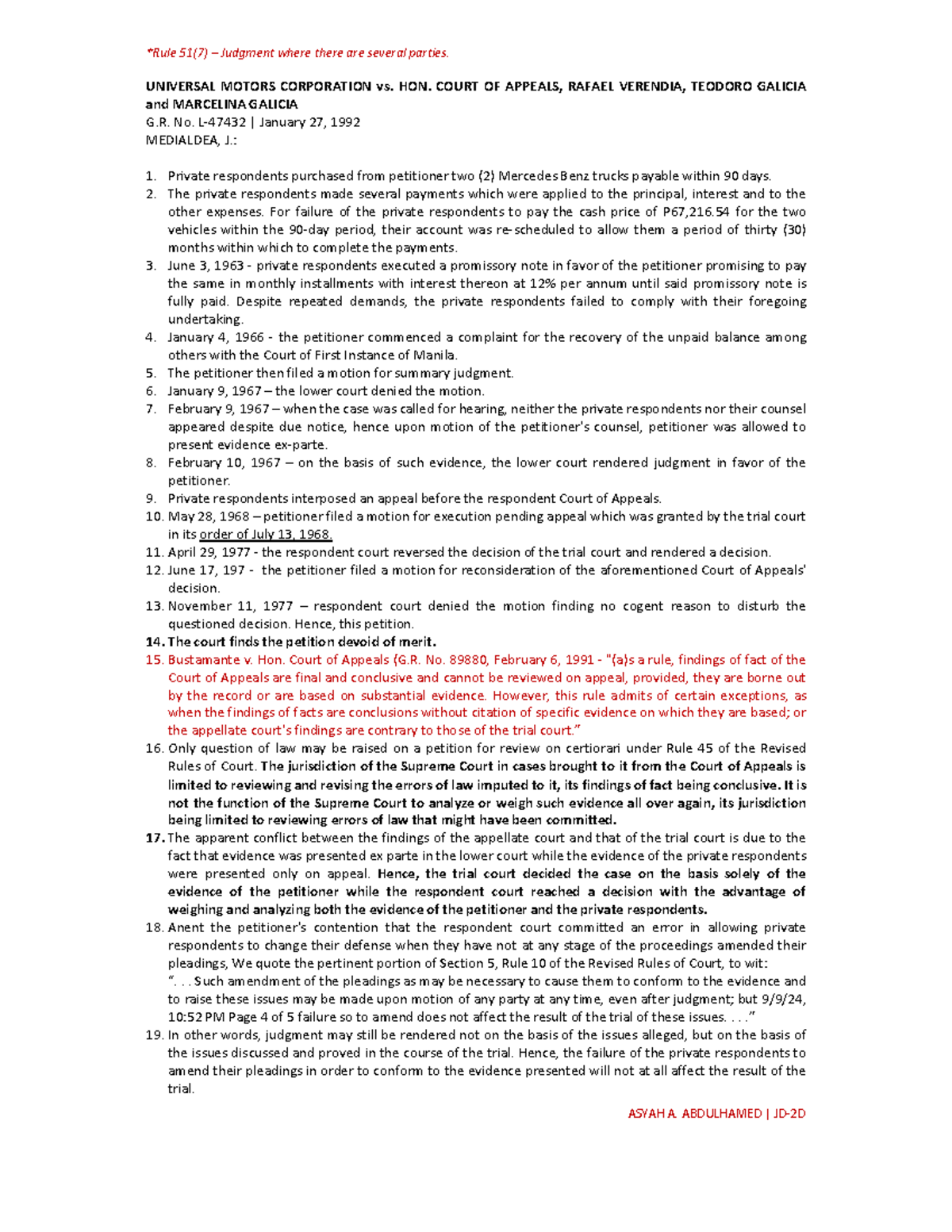 Rule 51 Digest: Key Judgments from Recent Cases - Lecture Notes - Studocu