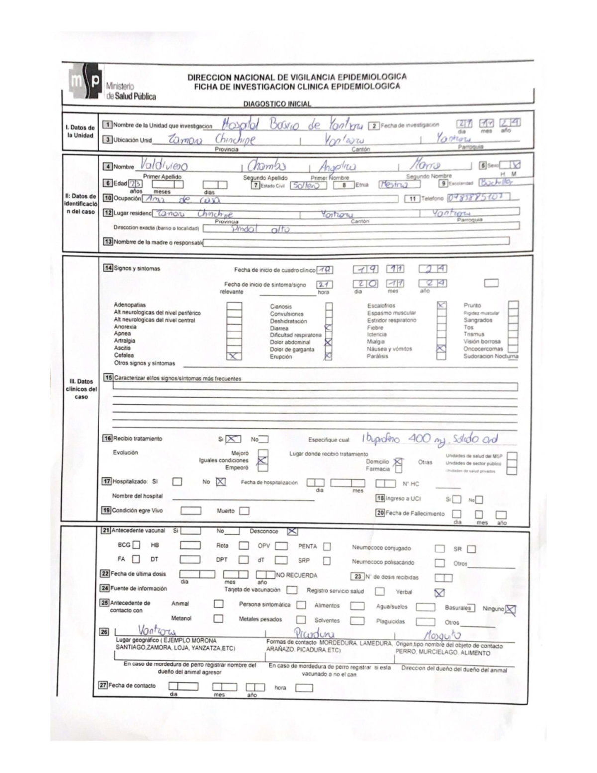 Ficha de Investigación Clínica Epidemiológica - mSp - Document Preview