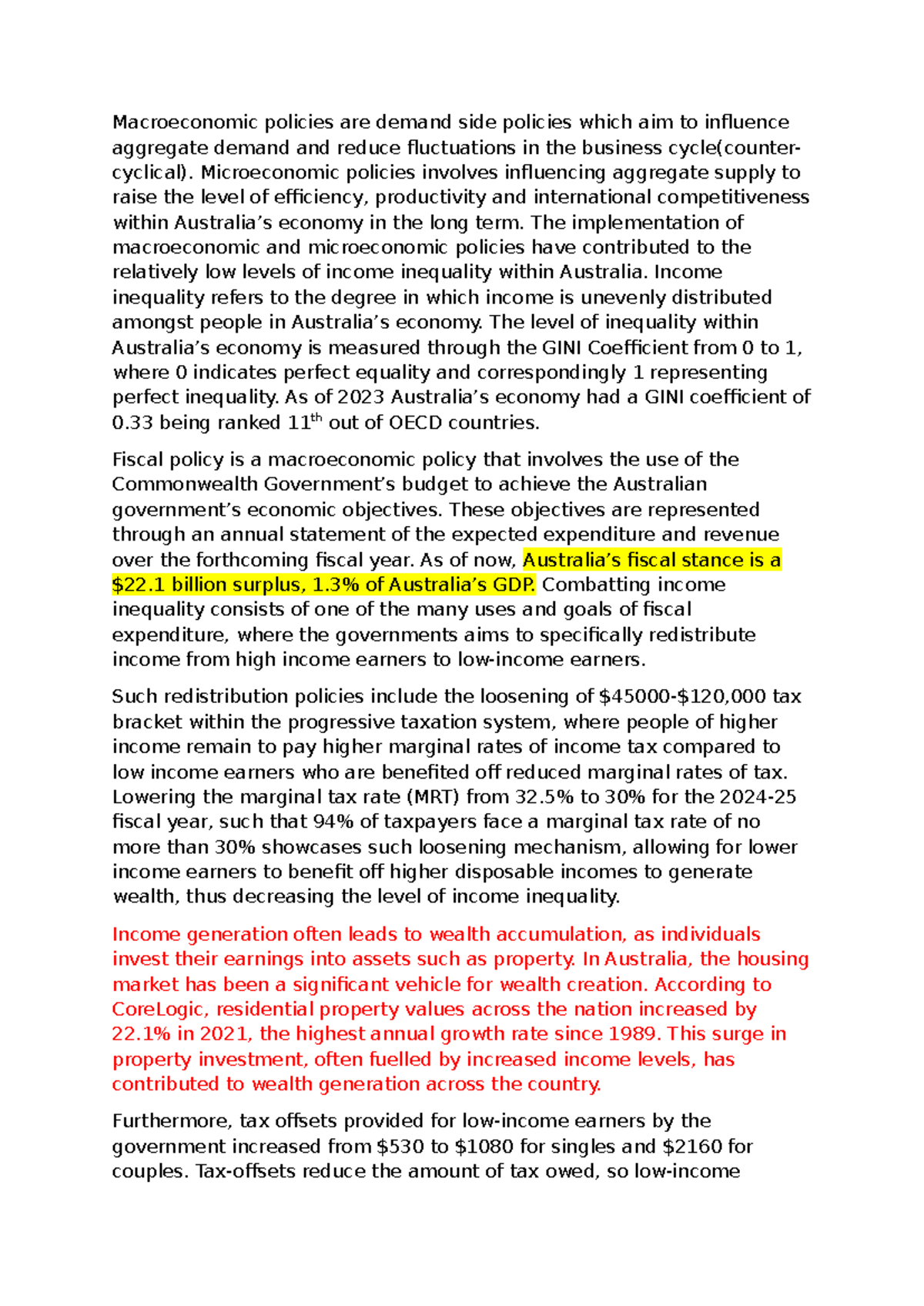 Analysis of Government Policy Impact on Income & Wealth Distribution ...