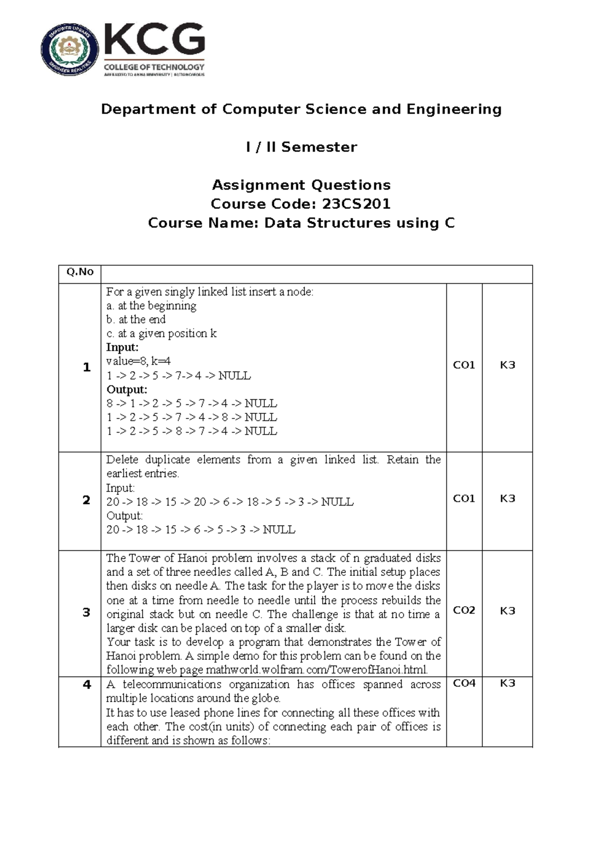 Assignment DS QP - Department of Computer Science and Engineering I ...
