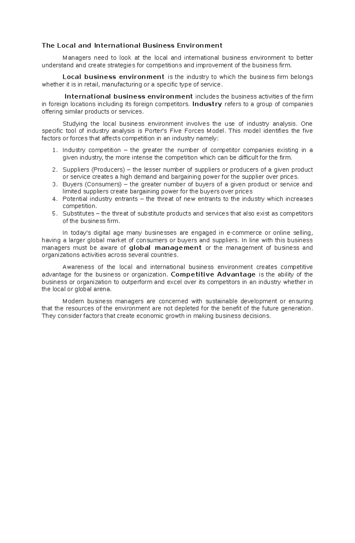 Understanding Local & Int'l Business Environments: Strategies & Tools ...
