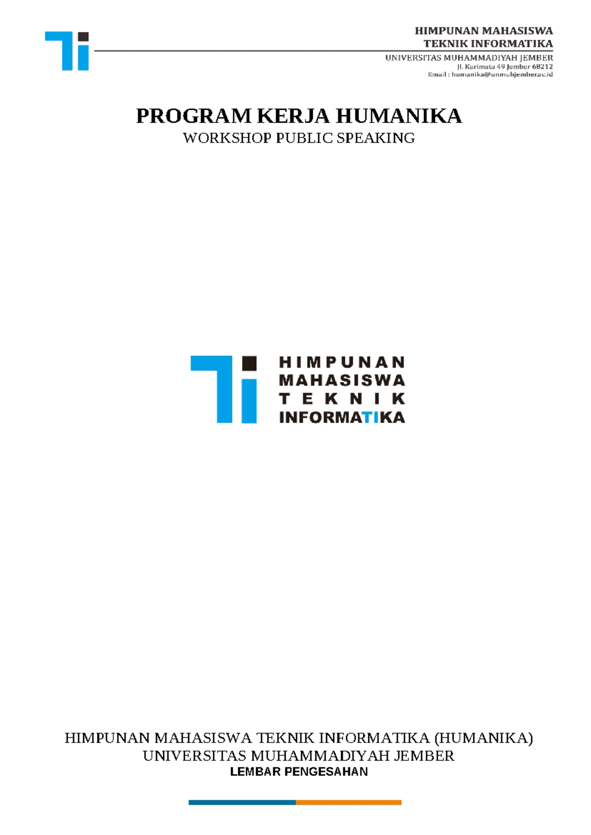 Proposal Workshop Public Speaking - HUMANIKA TI FT UM Jember - Studocu