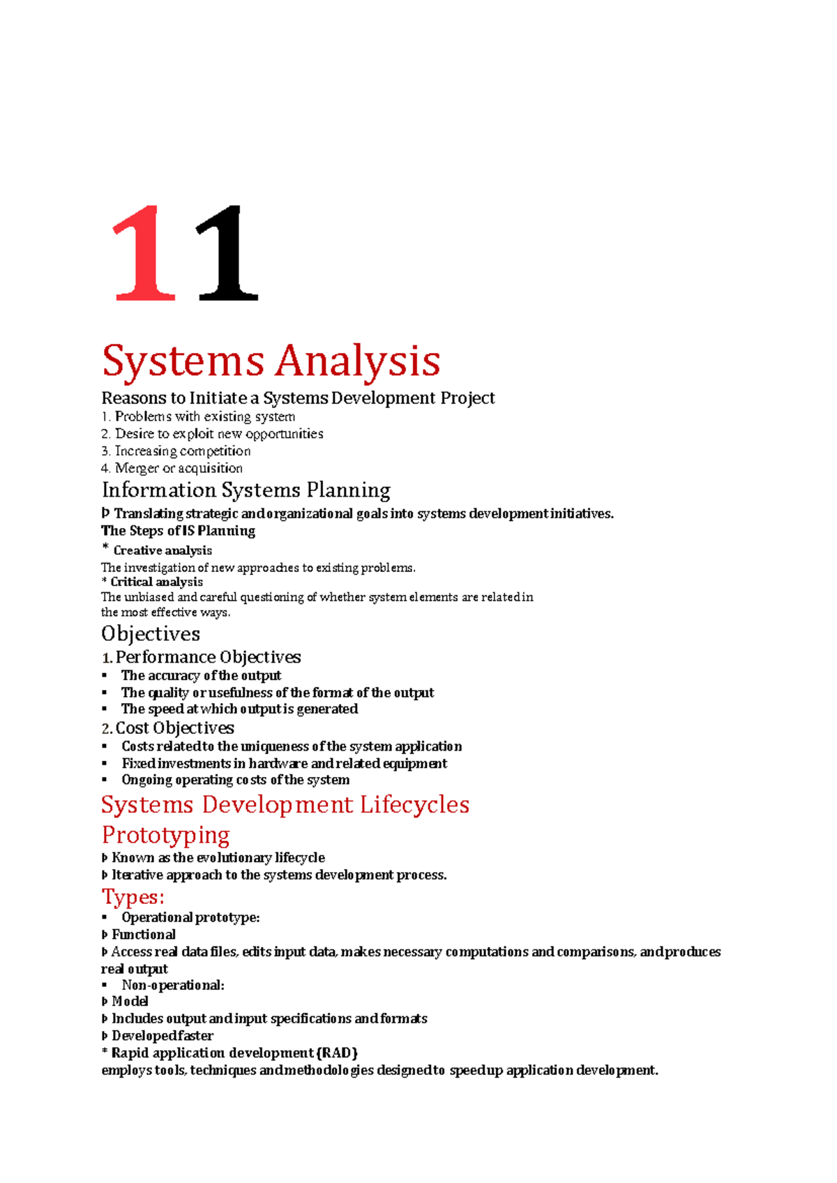 Systems Development Overview - Chapter 11 Summary INF112 - Studocu