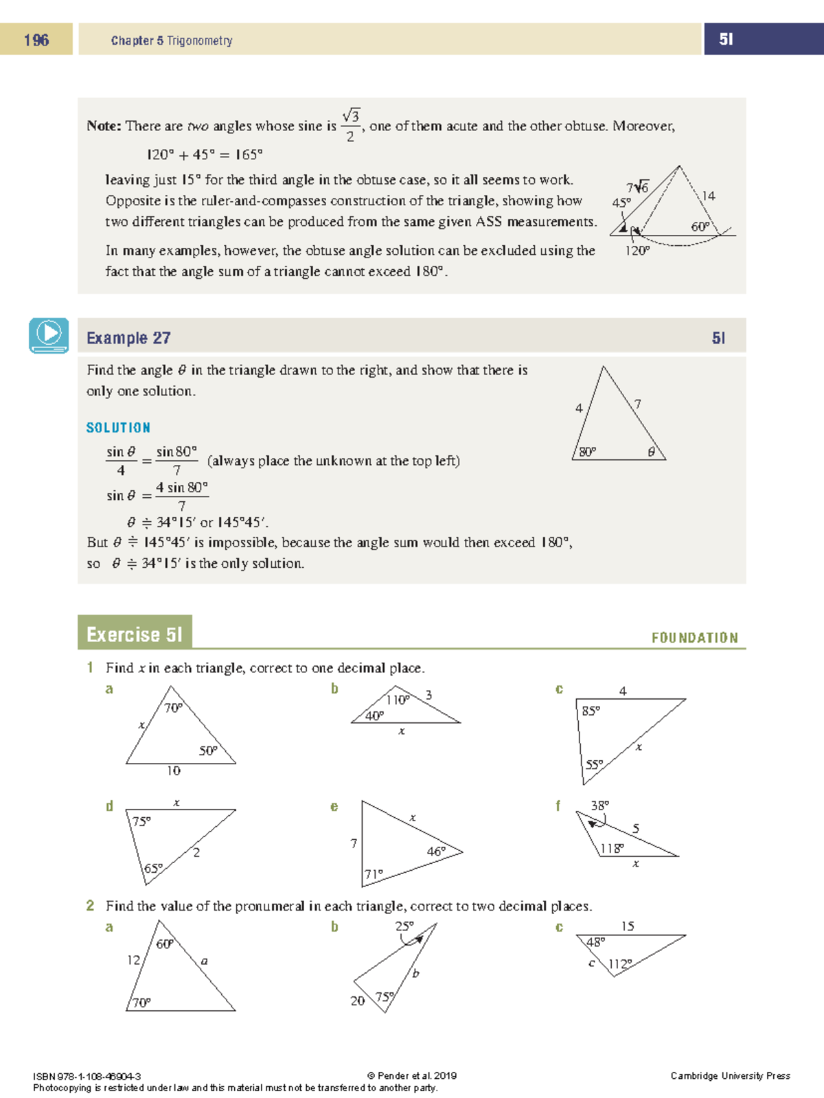 5I Chapter 5 Trigonometry Notes and Exercises - Studocu
