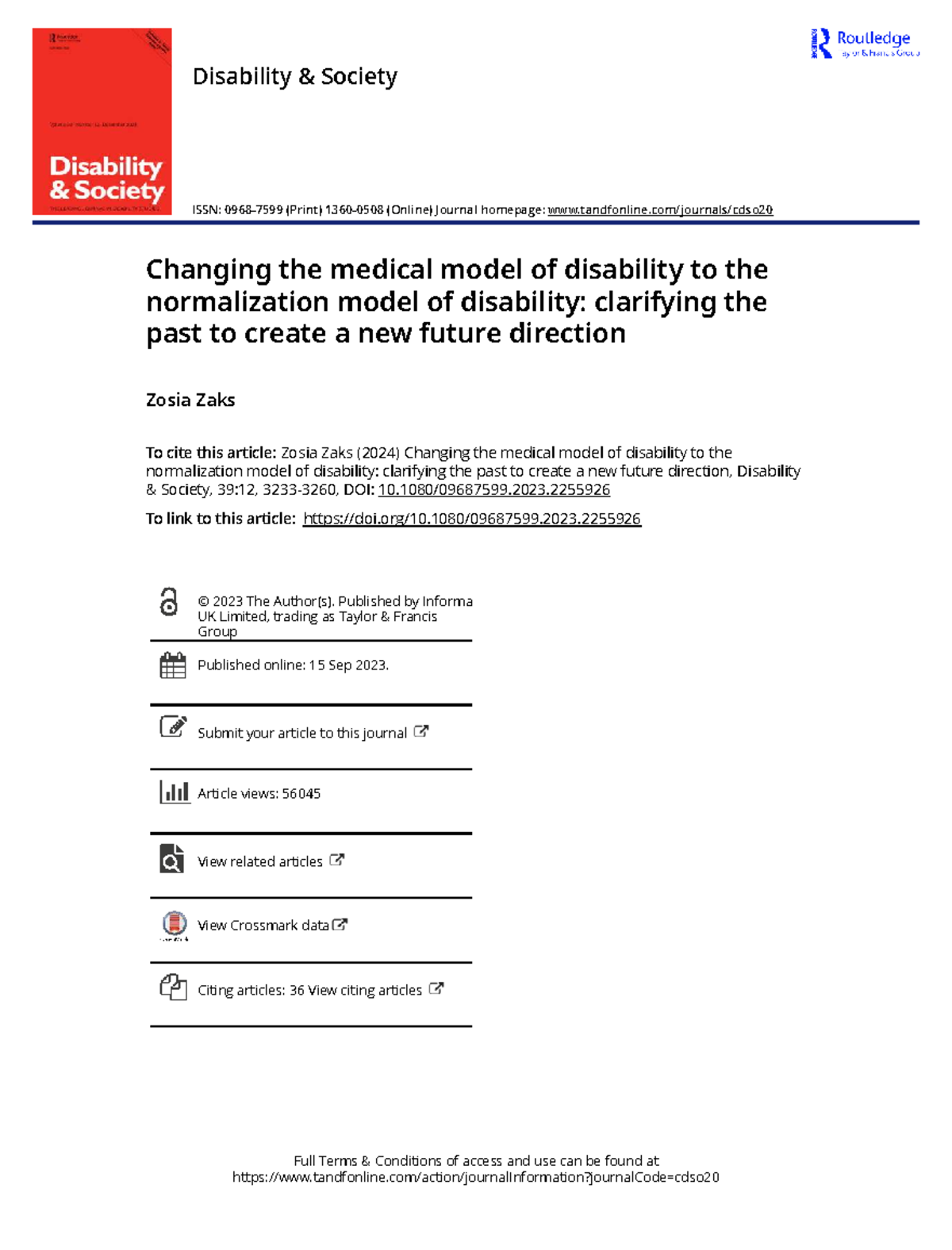 Changing the Medical Model of Disability to Normalization Model: A New ...