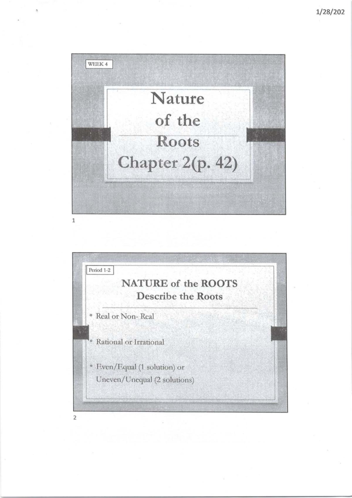 Grade 11 Math: WEEK 4 Nature of the Roots - Chapter 2 Insights - Studocu