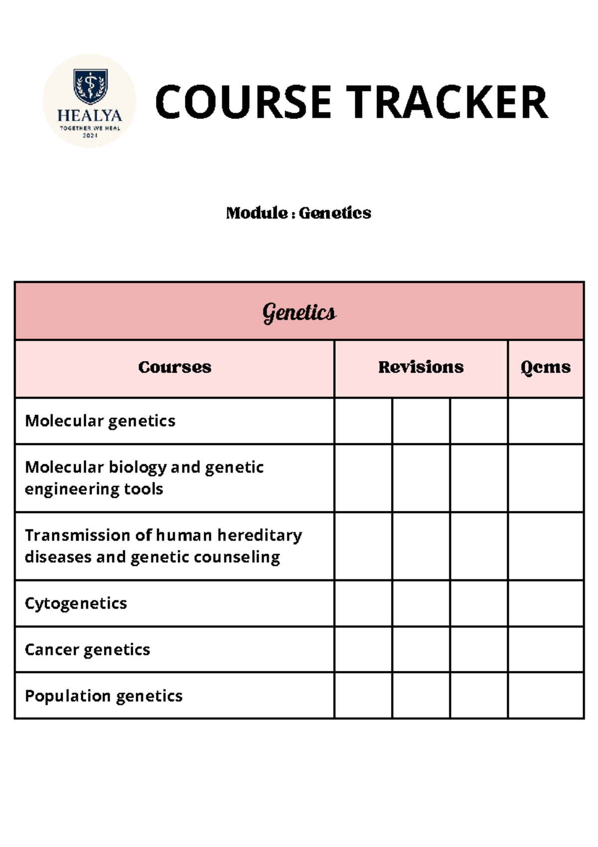 Genetics course tracker - Génétique - Module : Genetics Genetics ...
