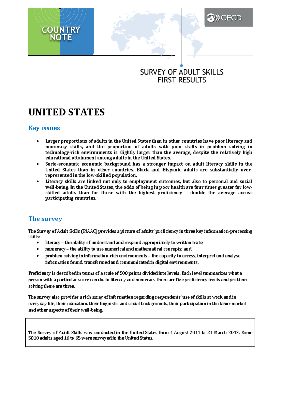 Country note - United States - UNITED STATES Key issues • Larger ...
