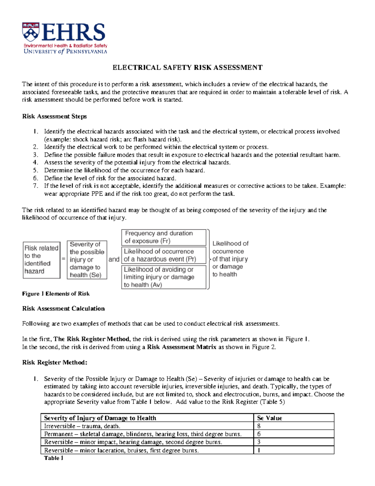 Electrical Safety RISK Assessment - ELECTRICAL SAFETY RISK ASSESSMENT ...