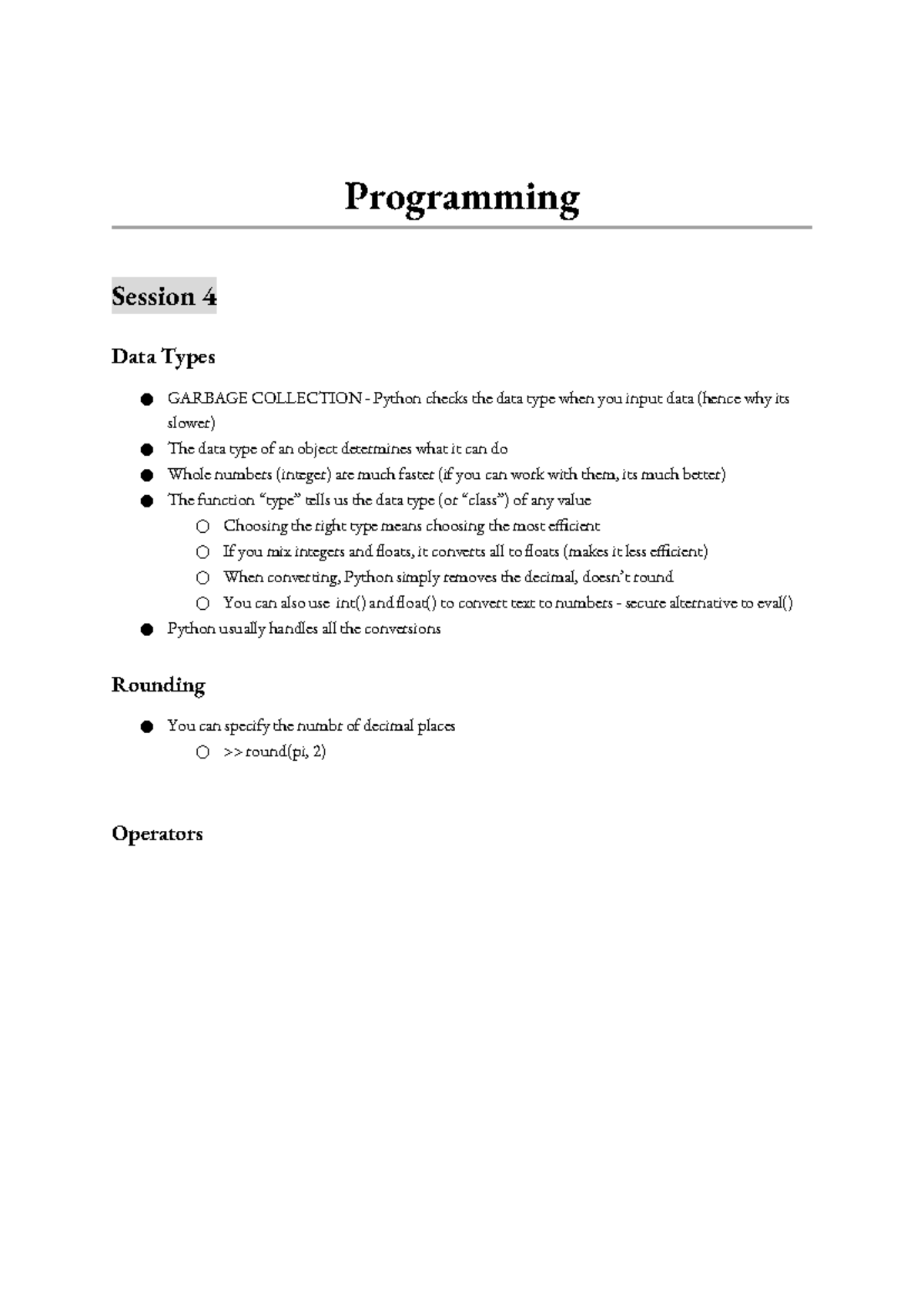 Programming Notes Data Types Loops And Sql Concepts Cs101 Studocu