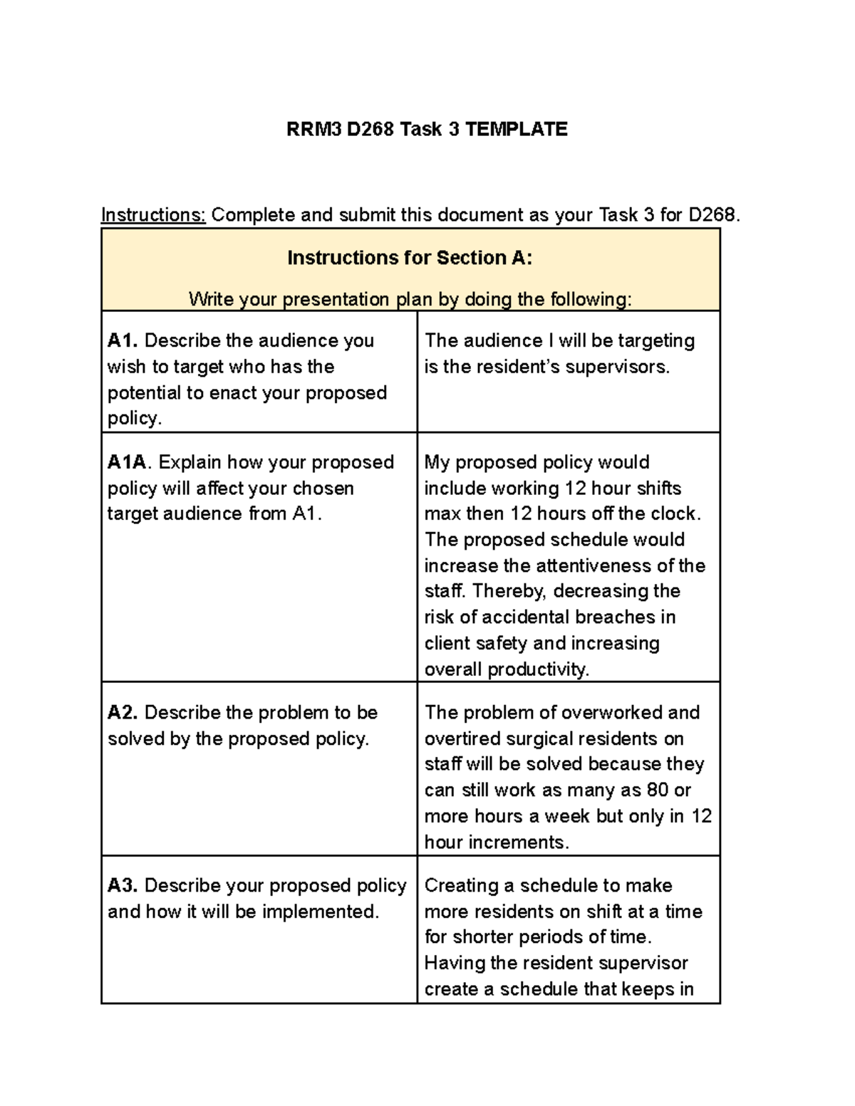 RRM3 D268 Task 3 - Task 3 - RRM3 D268 Task 3 TEMPLATE Instructions ...