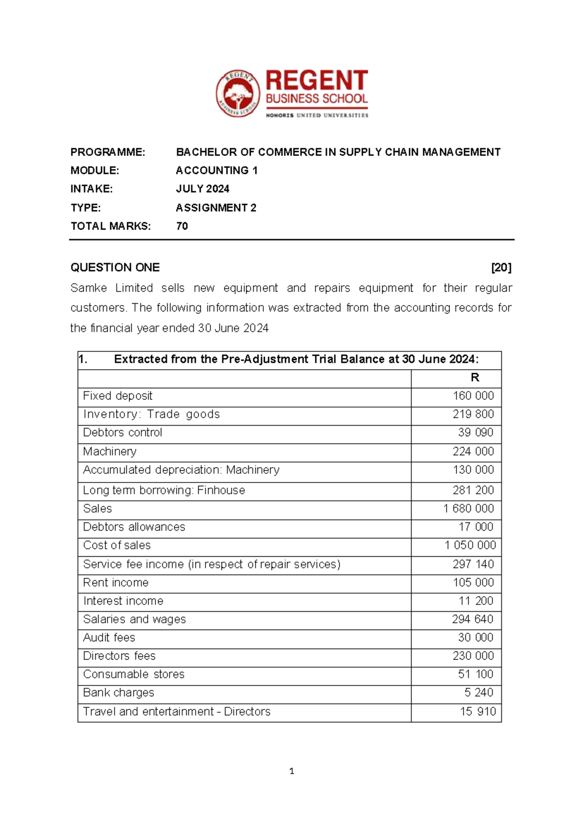 BComSC Accounting 1 Assignment 2: Financial Statements Preparation ...
