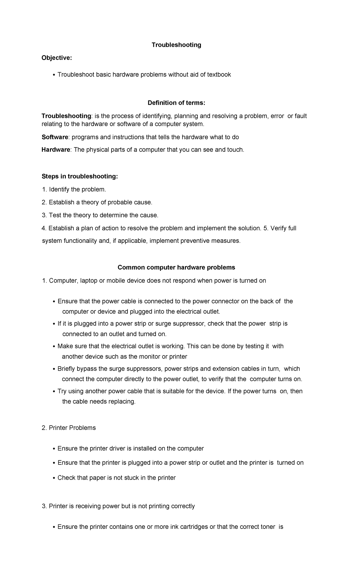 Troubleshooting Hardware Issues: A Comprehensive Guide - Studocu