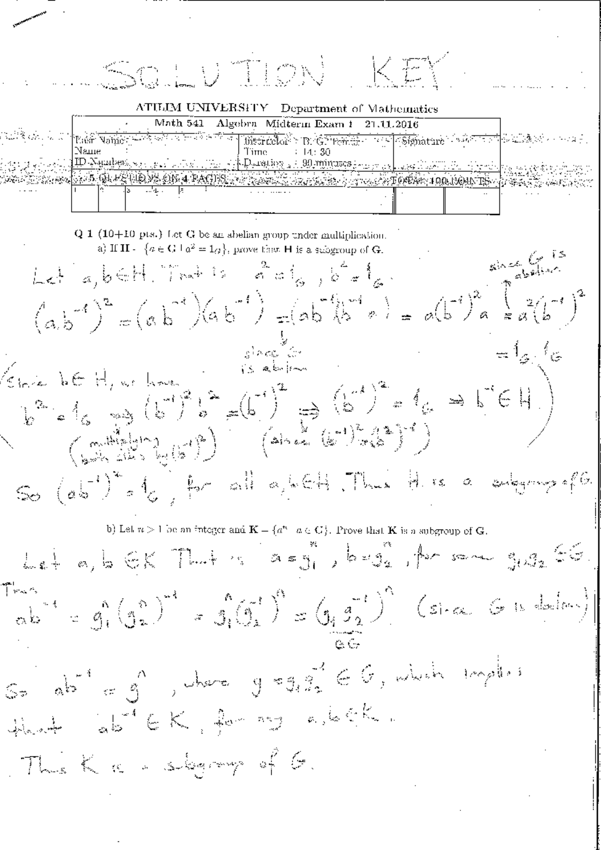 541 solution-key M1 - past exam - SOLU TION KEY ATILIM UNIVERSITY ...