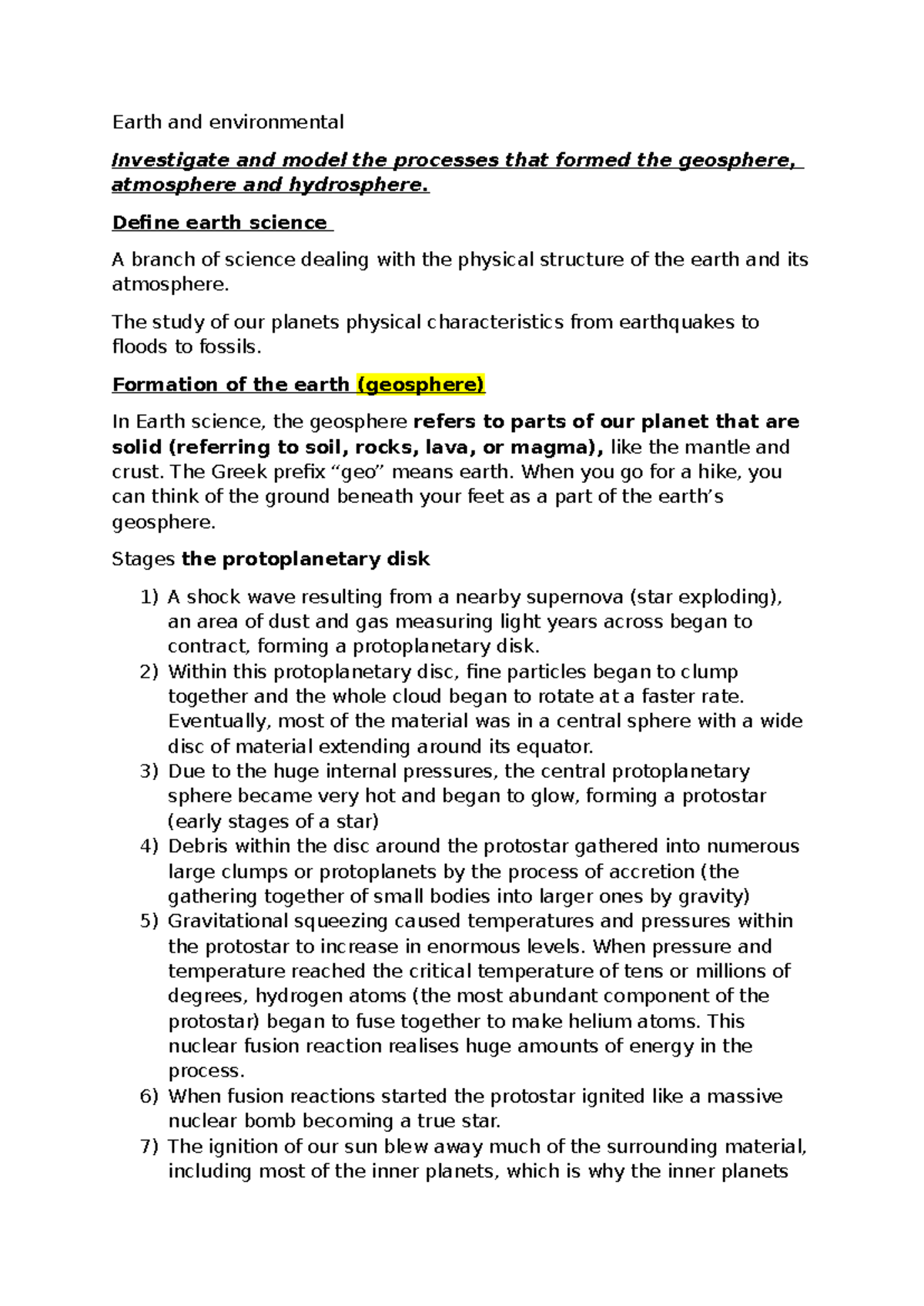 Chapter 1: Structure of the Earth - Geosphere, Atmosphere & Hydrosphere ...