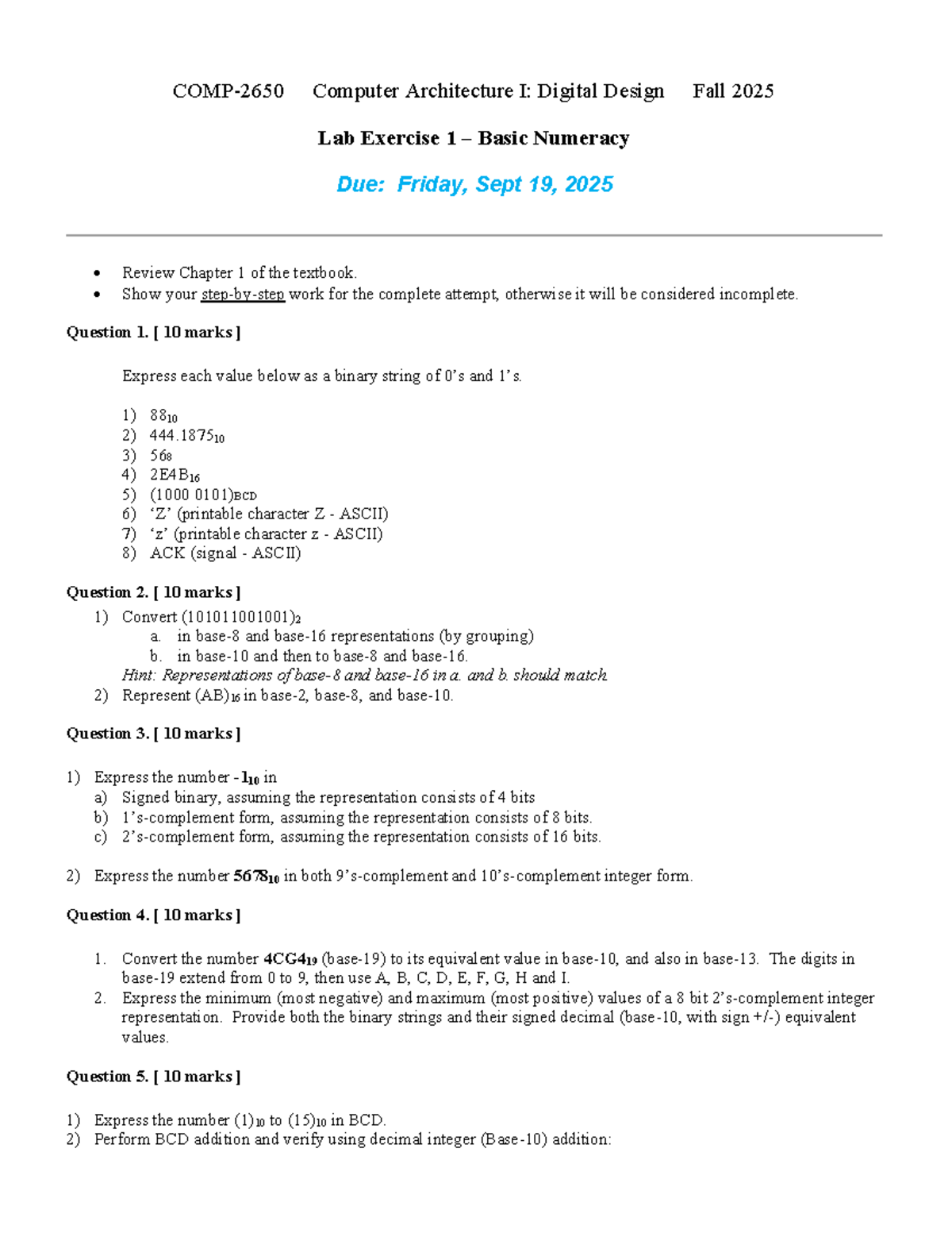 Computer Architecture I: Digital Design Fall 2025 Lab 1 Notes - Studocu