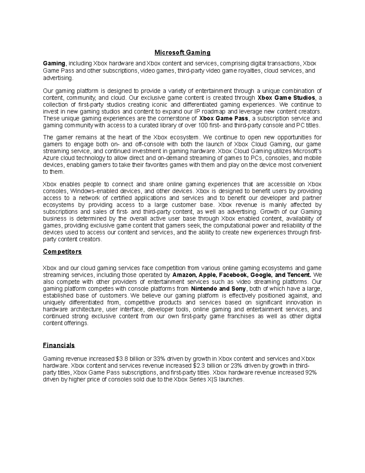 Microsoft Gaming - Case Study on Xbox Ecosystem and Revenue Growth ...