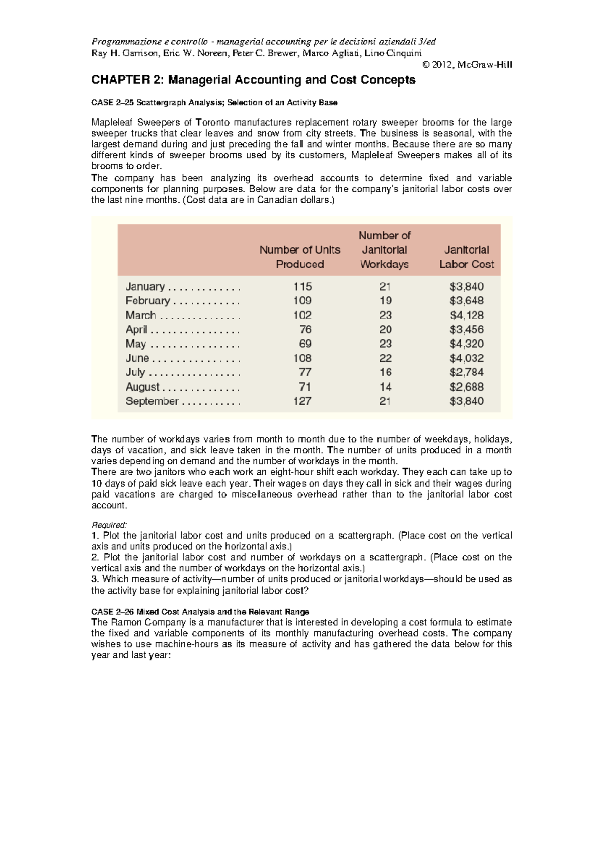 Management Accounting - Chapter 2: Cost Concepts & Analysis Cases - Studocu