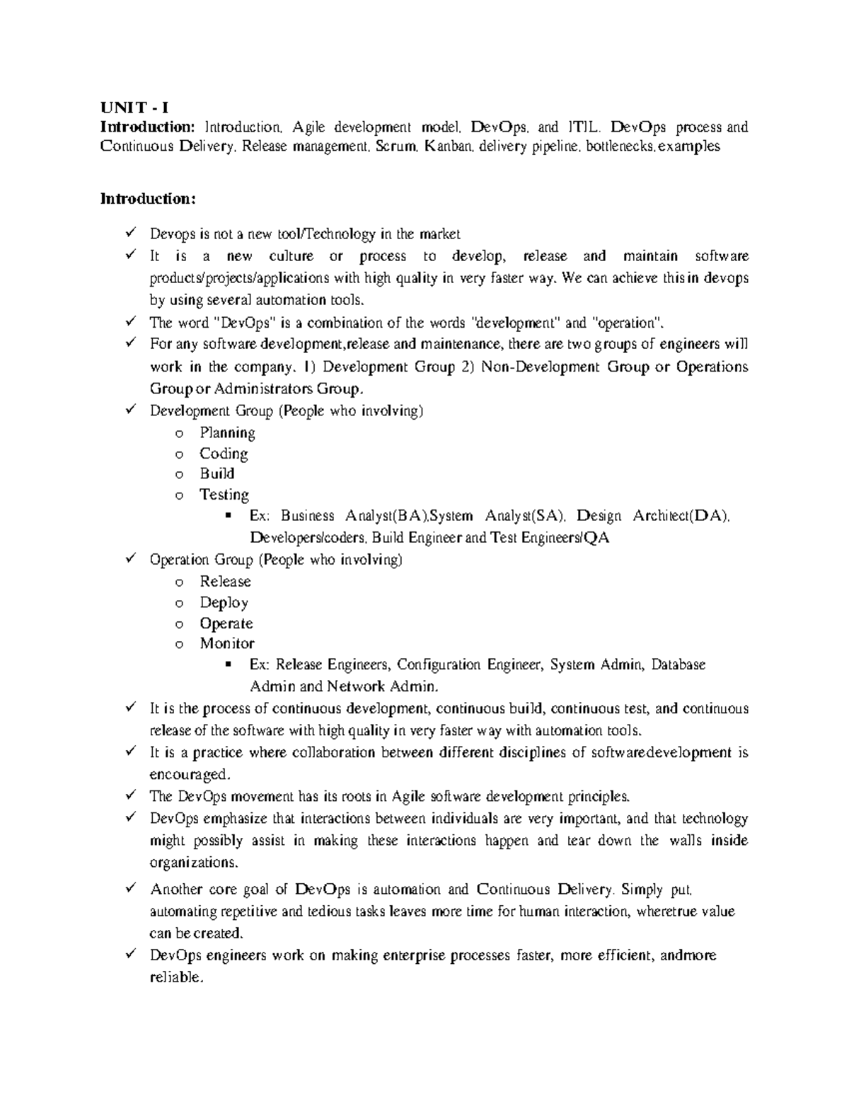 Devops- UNIT-1 - UNIT - I Introduction: Introduction, Agile development ...