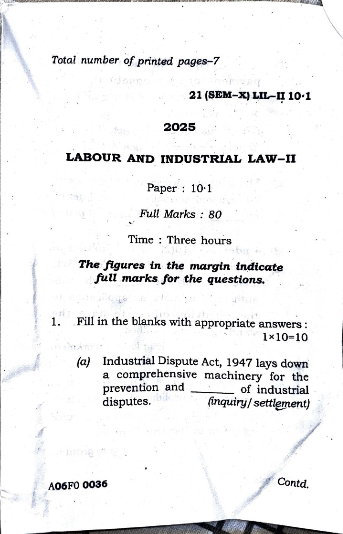 Labour Law II (A06F0 0036) Full Marks: 80 Exam Notes 2025 - Studocu
