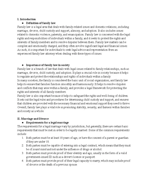 Family Law - Study Notes & Assignments - Studocu